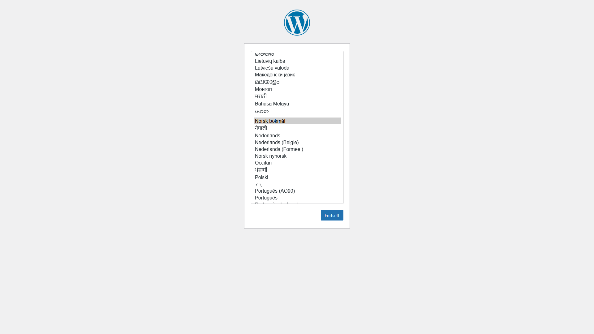 Språkvalg i WordPress