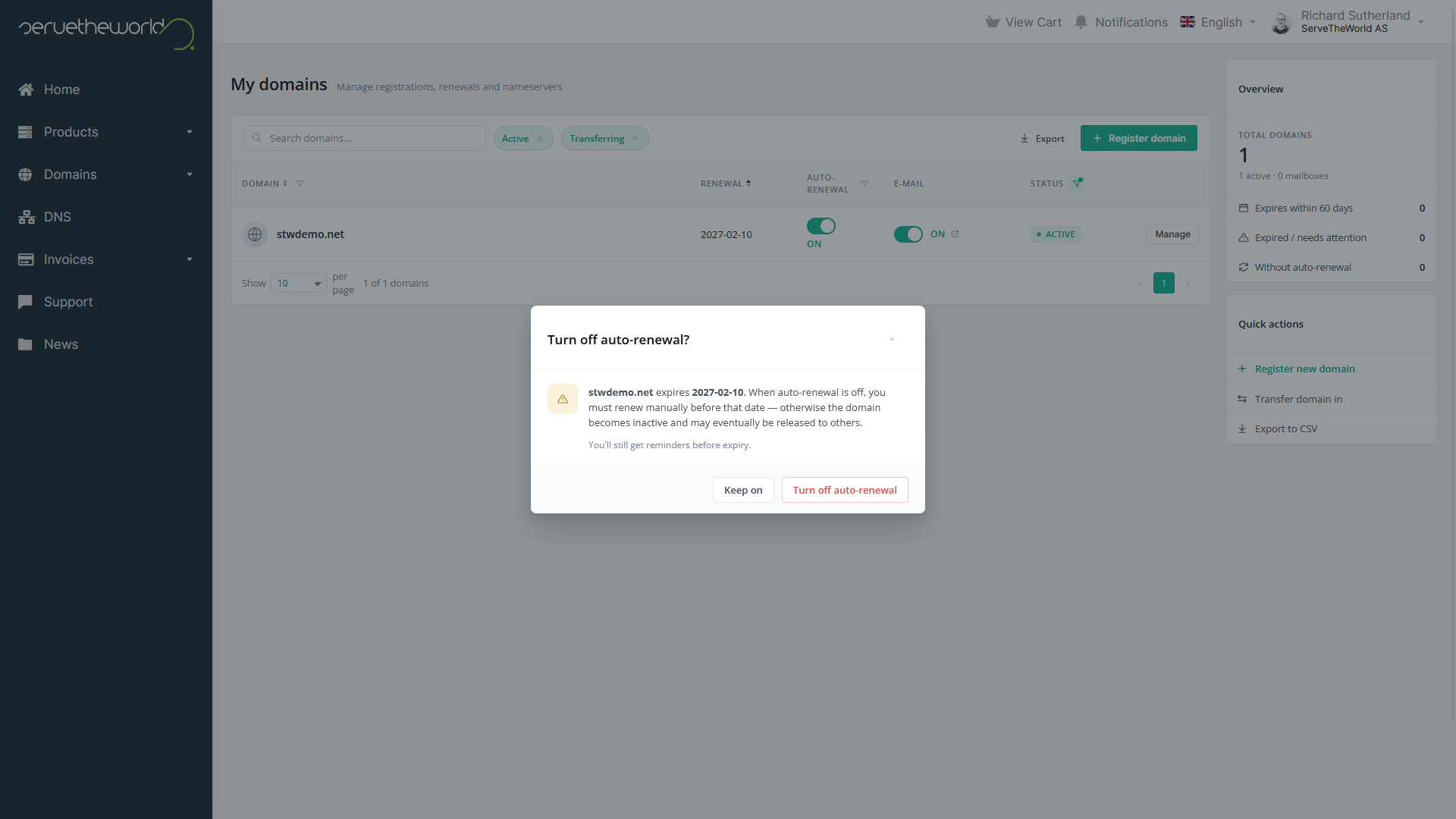 The auto-renewal confirmation box
